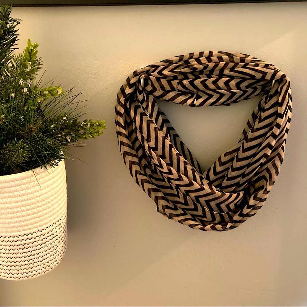 Beige/Black Chevron Summer Infinity Scarf